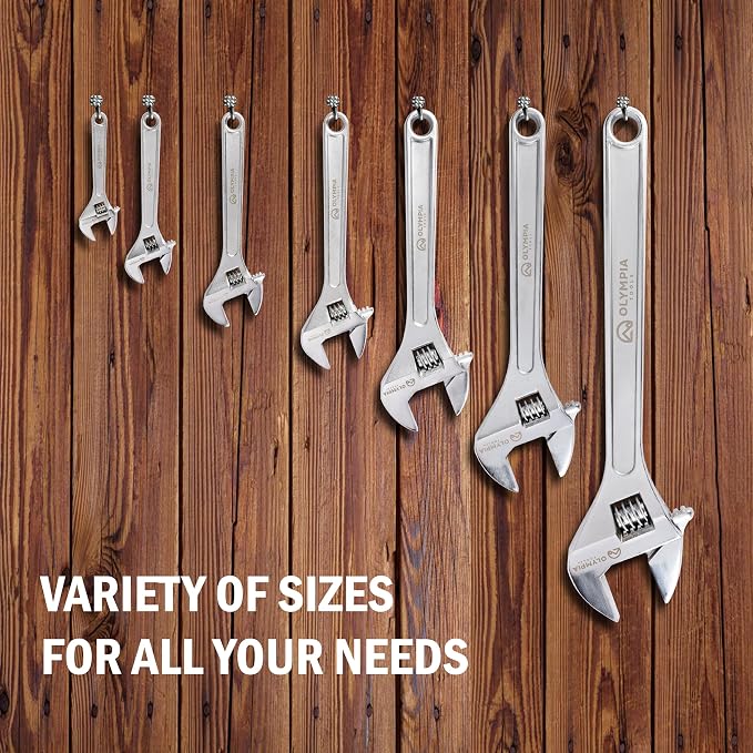 Olympia Tools 24" Adjustable Wrench, Heavy Duty Drop Forged Steel, Chrome Plated, Precision Machined Jaws, Rust Resistant