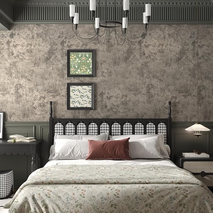JSEVEM 16"×708" Light Brown Concrete Wallpaper Peel and Stick Industrial Beige Gray Cement Contact Paper Vinyl Warp Matte Textured Self Adhesive Wall Paper for Bedroom Bathroom Office Walls