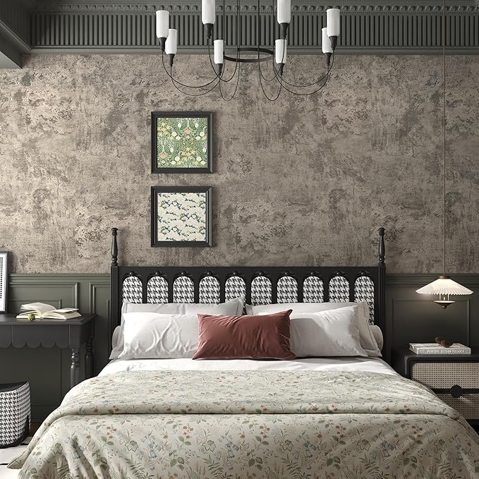 JSEVEM 16"×118" Light Brown Concrete Wallpaper Peel and Stick Industrial Beige Gray Cement Contact Paper Vinyl Warp Matte Textured Self Adhesive Wall Paper for Bedroom Bathroom Office Walls