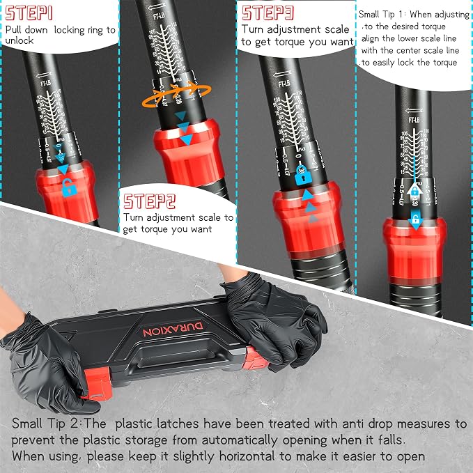 3/8-Inch Drive Torque Wrench 10-110ft.lb/13.56-149.14Nm | ±3% Precision Dual Direction Torque Wrenches with 72-Tooth Dual Range Scales with Ft.Lbs and N.m