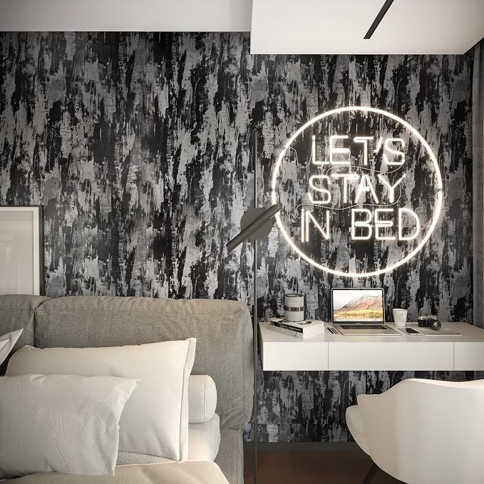 BOMENG Black Concrete Peel and Stick Industrial Wallpaper 31.5"x157.5" Cement Contact Paper with Air Guide Slot Design Glossy Industrial Wall Paper for Bathroom