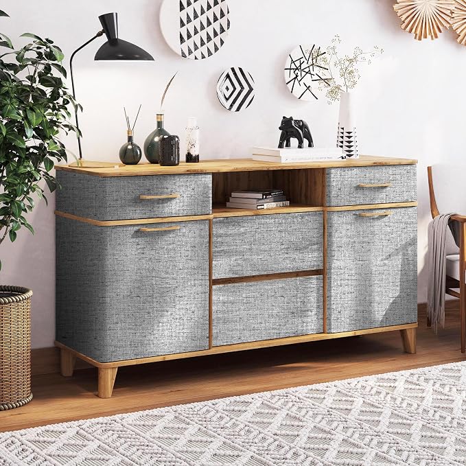 Gray Grasscloth Peel and Stick Wallpaper Textured 15.7in x 118.1in | Faux Linen Wallpaper Peel and Stick Vintage Grasscloth Contact Paper Self Adhesive Removable Contact Paper for Bedroom Vinyl