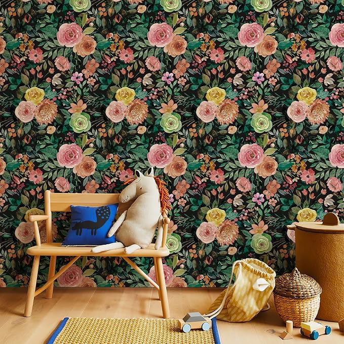 Floral Peel and Stick Floral Wallpaper for Bedroom Self Adhesive Boho Flower Wallpaper Kitchen Cabinets Furniture Decorative Renter Friendly