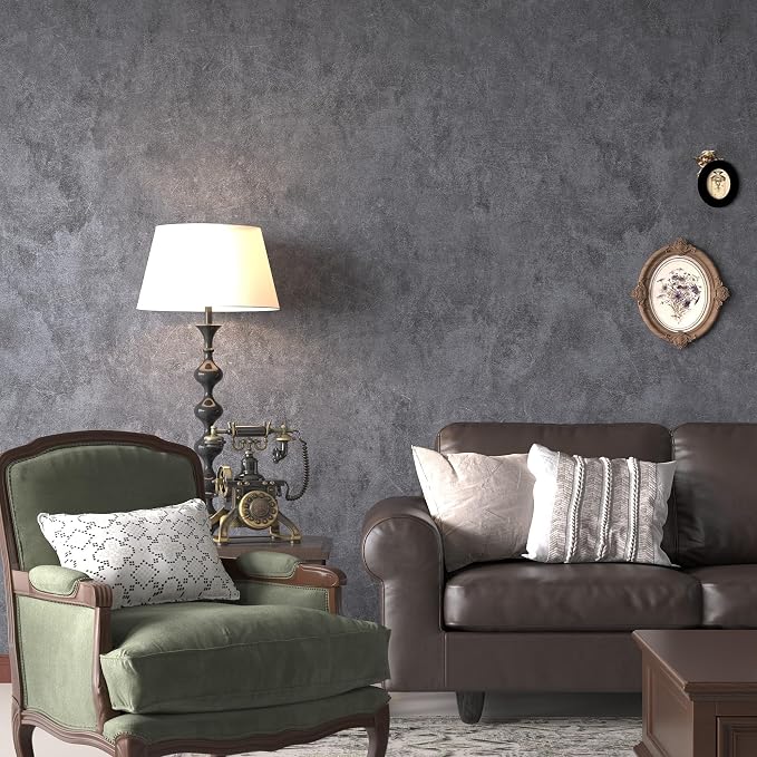 3yecao Grey Concrete Wallpaper Peel and Stick Gray Concrete Contact Paper | 16"×591"Big Roll Large Size Thick Waterproof Vinyl Wrap Self Adhesive Glossy Cement Sticker for Bedroom Living Room Gym Walls