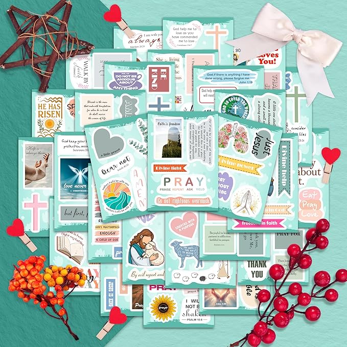 100Pcs Christian Religious Stickers - Prayer Board Supplies Kit for Women - Christian Gifts, Party Supplies - Faith, Praying Stickers- Gift for Women & Men