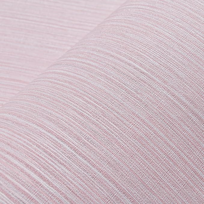 Haimin Grasscloth Wallpaper Textured 24in X 393in Fabric Contact Paper Pink Wall Paper Textured Linen Peel and Stick Self-Adhesive Thick Vinyl Embossed Film Wallpaper (Pink)