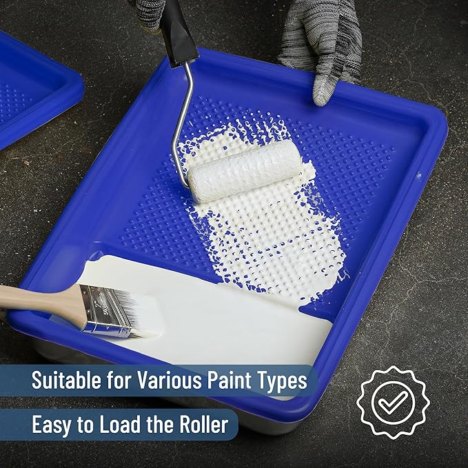Bates- Paint Tray Liner, 9 Inch, 10 pcs, Dark Blue Paint Pans Trays, Plastic Paint Tray, Roller Tray Liners