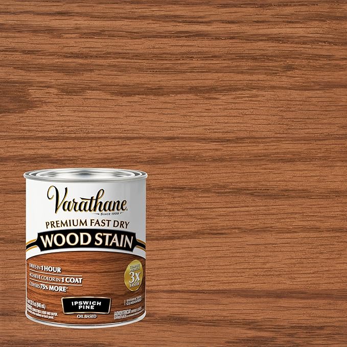 Varathane Premium Fast Dry Wood Stain | 1 Hour Dry Time | 1 Coat Color | Interior Wood Stain | Furniture, Cabinets, Doors, Trim | Quart | Ipswich Pine