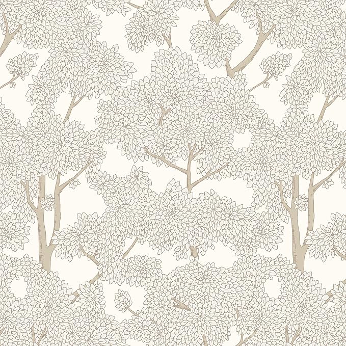 JiffDiff Tree Wallpaper Peel and Stick Jungle Wall Paper Forest Mural Stick on Wallpaper Modern Waterproof Self Adhesive Contact Paper(17.3" x 800" Cream)