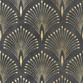 Livelynine 17.5x591 Dark Art Deco Wallpaper Black and Gold Abstract Wallpaper Peel and Stick Removable Peacock Feather Contact Paper Vinyl Luxury Metallic Geometric Modern Accent Wall Decoration