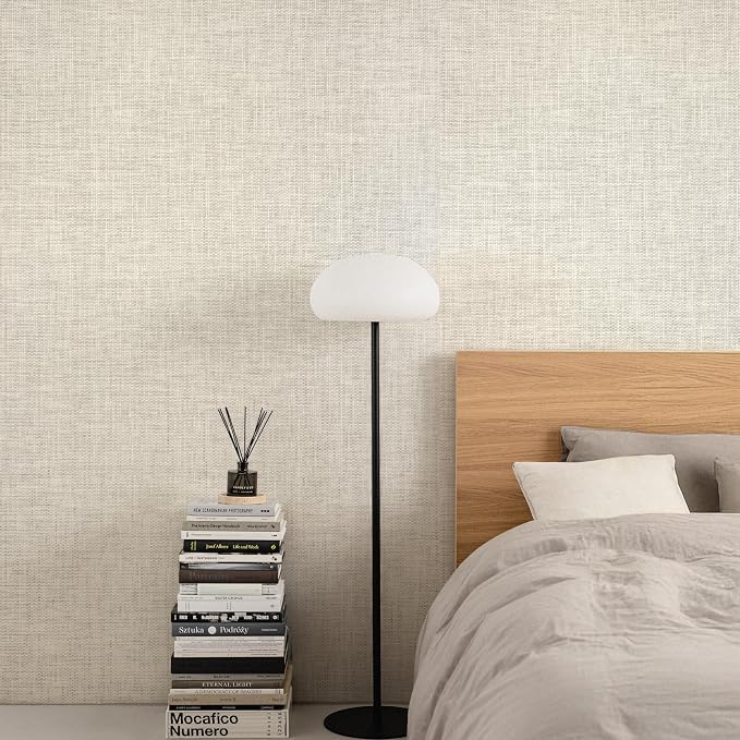 Ansehan Wallcovering W010105 Cosmo Collection 36" W x 8 Yard L, Natural Paper Weave Grasscloth Modern Texture Wallcovering for Living Room Bedroom Feature Wall, Wheat/Natural Knit/Grey