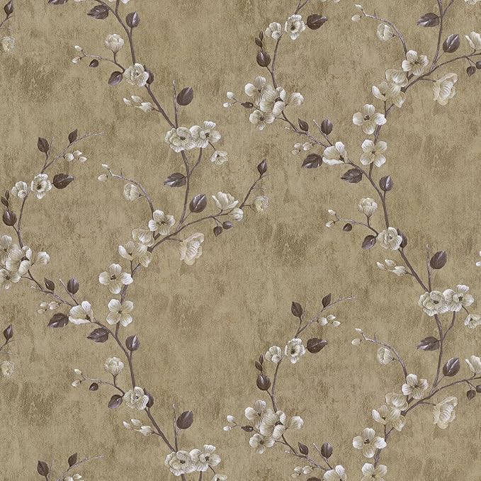 SOON AFTER Floral Peel and Stick Wallpaper Floral Contact Paper Vintage Flower Wallpaper Removable,Waterproof,Self Adhesive Vinyl Roll for Livingroom Bedroom 17.5”x120”