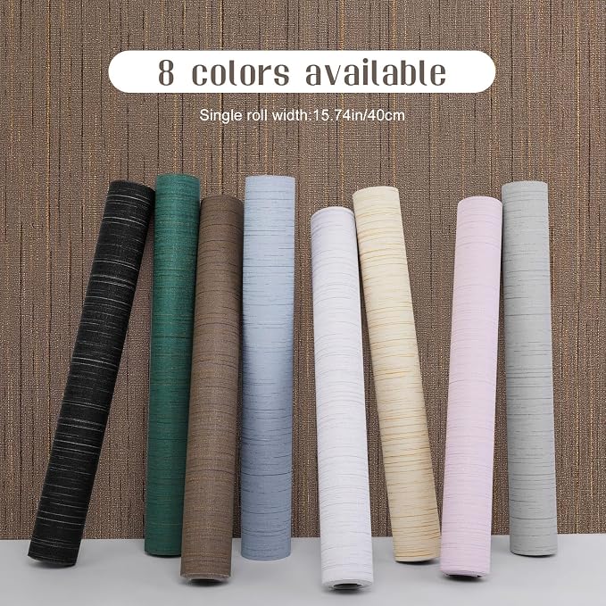 Brown Grasscloth Peel and Stick Wallpaper - 15.7"x120" Vintage Texture Removable Waterproof Wall Paper for Room Walls, Cabinets, Furniture, Drawers, Desk