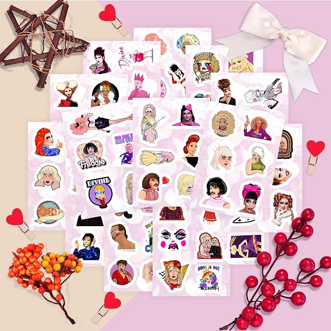 BulbaCraft Drag Queen Stickers for Water Bottle and Laptop - Pride Party Supplies, Decorations & Gifts, Waterproof Vinyl Decals, Gifts for Women & Men