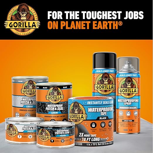 Gorilla Waterproofing Spray, Rubberized Sealant, White, 14 Ounce (Pack of 6) - Seals Out Water, Air, and Moisture