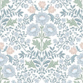 PeonyQueen Floral Peel and Stick Wallpaper 17.3"x78.8" Boho Contact Paper | Self Adhesive Removable Wall Paper for Bathroom Bedroom Blue and White Wildflower Wallpapers for Walls Home Decorate Vinyl