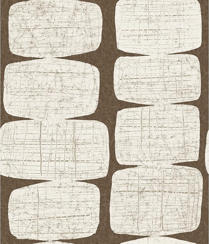 RoomMates RMK12349PL Mid-Century Beads Peel and Stick Wallpaper, Brown