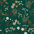 Laatse Dark Floral Wallpaper Peel and Stick 17.5in x393in Vintage Green Gold Leaf Wallpaper Vinyl Waterproof Self-Adhesive Boho Botanical Wall Paper Mural for Cabinet Bookcase Bedroom Decor