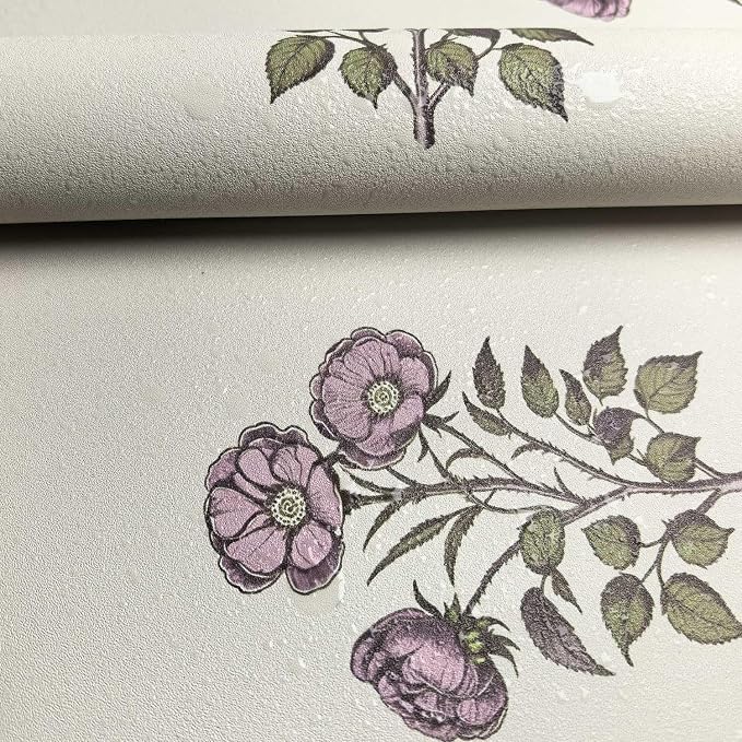 Beige Floral Wallpaper Vintage Rose Peel and Stick Wallpaper Waterproof Contact Paper Removable Self Adhesive Drawer Liner Decoration Paper for Walls - 17.3”×196.8”