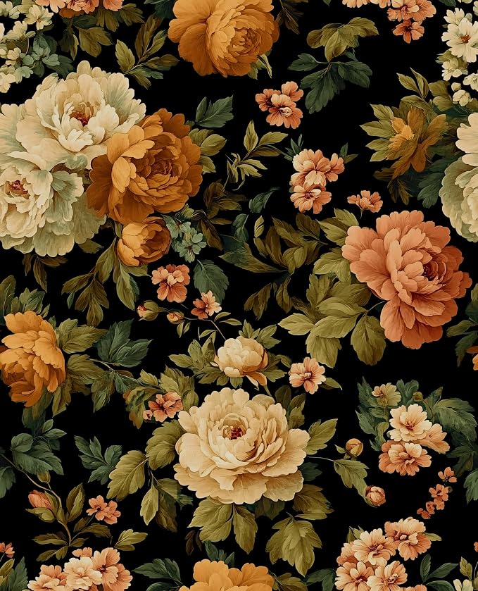 Fvlow Vintage Peony Floral Peel and Stick Wallpaper 17.4" x 788" | Renter Friendly, Removable & Waterproof, Vinyl Easy Install for Bedrooms, Bathrooms, Kitchens, Cabinets and Home Decor