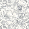 394"x17.3"Retro Style Grey Floral Line Wall Paper Home Decoration