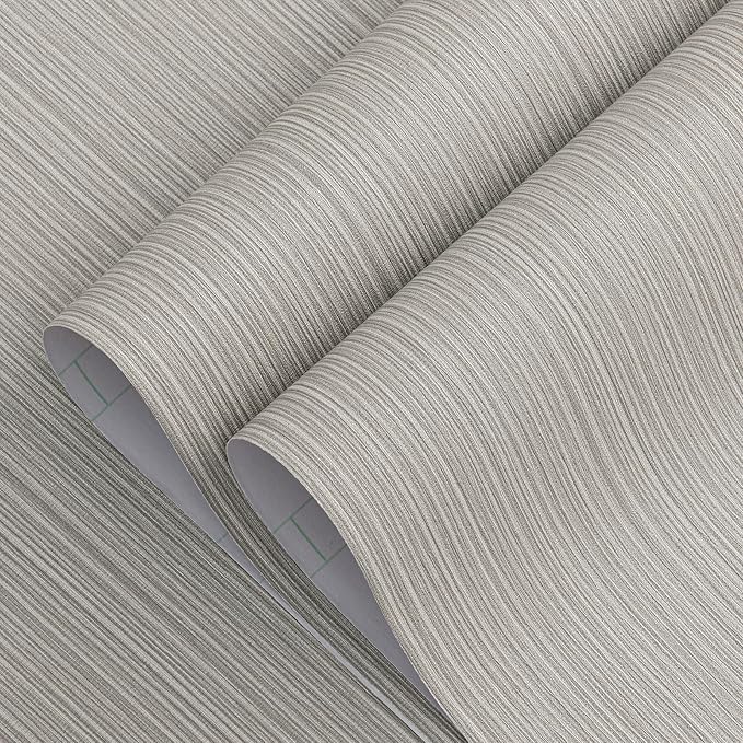 Mocha Brown Faux Grasscloth Wallpaper Peel and Stick Linen Textured 24"x394" Upgraded Thick Self-Adhesive Waterproof Neutral Decorative Contact Paper Vinyl Film Roll for Wall Bedroom Kitchen