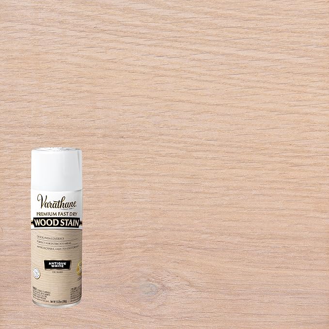 Varathane Premium Fast Dry Wood Stain Spray | 1 Hour Dry Time | 1 Coat Color | Interior Wood Stain | Furniture, Cabinets, Doors, Trim | 10.25 oz | Antique White
