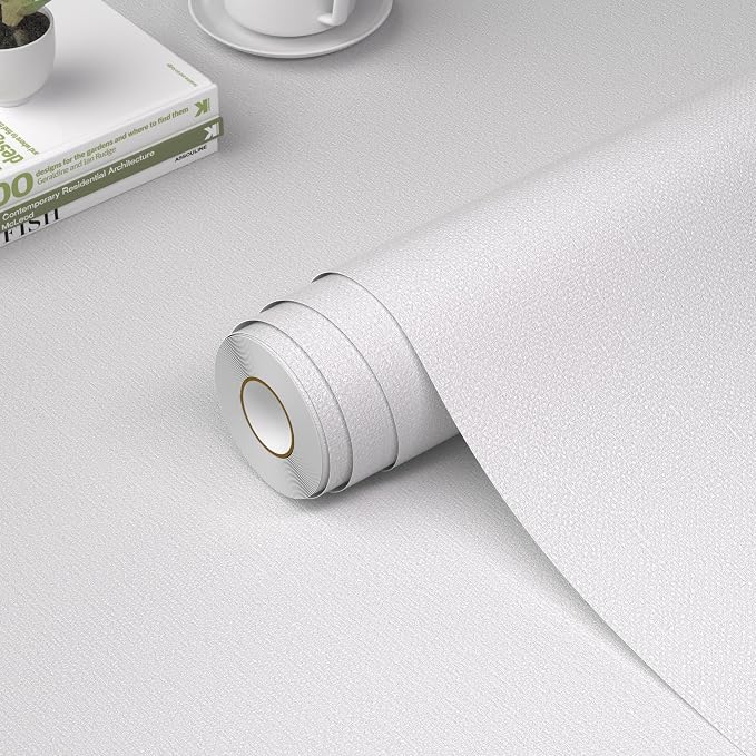 WADILE Grasscloth Peel and Stick Wallpaper 15.7in x 78.7in, Textured Contact Paper for Cabinets, Faux Linen Wall Paper Pull and Stick, Fabric Vinyl Wallpaper Self Adhesive White | Textured contact paper, Faux linen, Vinyl material, Cabinets, Self adhesive