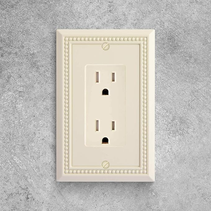 Henne Bery Sunken Pearls Heavy Duty Switch Plate/Wall Plate/Outlet Cover (Single Decorator 2PK, Light Almond)
