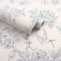 Froluya Cream White and Blue Floral Wallpaper Peel and Stick Wallpaper 17.7"x118.1" Vintage Floral Peel and Stick Wall Paper Removable Boho Self Adhesive Contact Paper for Bedroom Bathroom Vinyl