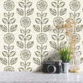 Wudnaye Floral Peel and Stick Wallpaper Vintage Tulip Floral Wallpaper 17.7in×118.1in Flower Farmhouse Contact Paper Peel and Stick Neutral Self Adhesive Removable Vinyl Wall Paper for Kitchen Bedroom