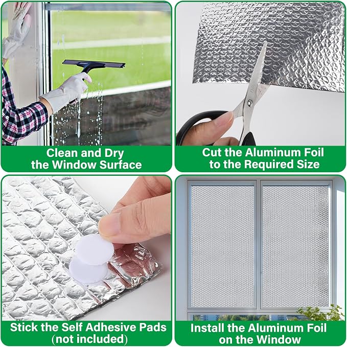 winemana 48IN x 10FT Window Insulation Roll, Reflective Window Heat Blocker | RV Car Window Insulation, for Garage Door Basement Windows, for Winter & Summer