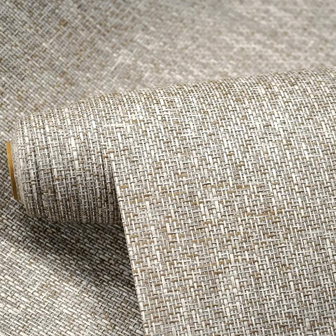 Ansehan Wallcovering W707 Terraces Collection 36" W x 8 Yard L, Natural Paper Weave Grasscloth Modern Texture Wallcovering for Living Room Bedroom Feature Wall, Biscotti
