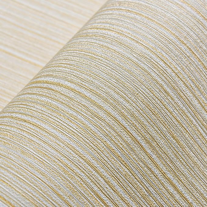 Haimin Grasscloth Wallpaper Textured 24in X 393in Fabric Contact Paper Textured Linen Wall Paper Peel and Stick Self-Adhesive Thick Vinyl Embossed Wallpaper (Yellow)