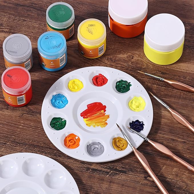 Mr. Pen- Round Paint Tray Palettes, 8 Pack, Plastic White Palettes for Students, Kids, Paint Holder, DIY Craft Class, Painting