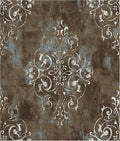 HAOKHOME Vintage Peel and Stick Wallpaper Damask Brown/Beige/Teal Vinyl Stick on Wall Paper for Bathroom Bedroom Home Decor 17.7in x 9.8ft