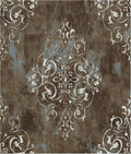HAOKHOME Vintage Peel and Stick Wallpaper Damask Brown/Beige/Teal Vinyl Stick on Wall Paper for Bathroom Bedroom Home Decor 17.7in x 32.8ft