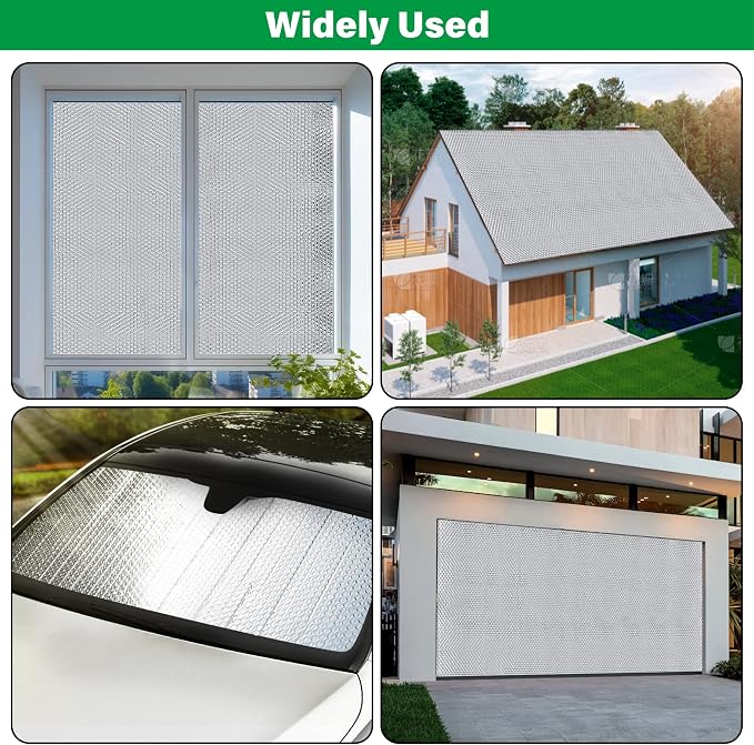 winemana Window Insulation Roll 48IN x 50FT Reflective Heat Shield Bubble Film Double-Sided Aluminum Foil Insulation Weatherproof Garage Door Cover for Windows RV Basement Winter Summer