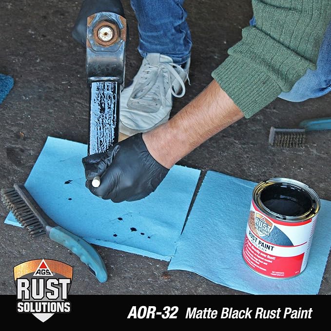 AGS RUST SOLUTIONS Rust Paint, Matte Black Finish, 32 Fluid Ounces, Pack of 1