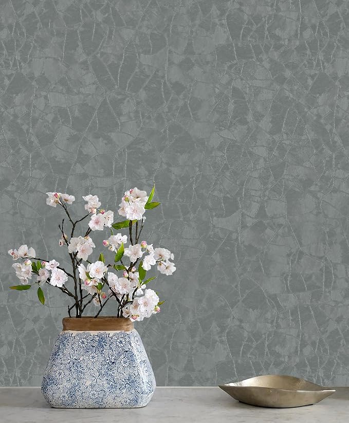 Yasinet Peel and Stick Wallpaper Removable Wallpaper Modern Grey-Green Embossed Thicken Self Adhesive Textured Contact Paper for Cabinets Walls Waterproof Vinyl Roll 393.7"x 15.7"