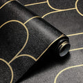 Yasinet Peel and Stick Wallpaper Black and Gold Wallpaper Black Geometric Contact Paper for Bedroom Modern Removable Self Adhesive Wall Paper Waterproof Decorative for Wall Vinyl 17.3"X118.7"