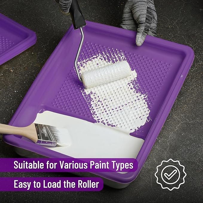 Bates- Paint Tray Liner, 9 Inch, 10 pcs, Purple Paint Pans Trays, Paint Roller Tray, Roller Tray Liners