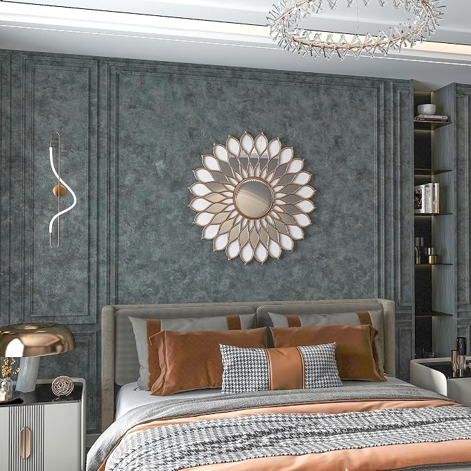 BAYYA Mid Century Modern Wallpaper Blue Concrete Peel and Stick Wallpaper Grey/Gray Industrial Wall Paper 16"x118" Rust Vintage Metallic Concrete Contact Paper for Bedroom Bathroom Living Room Wall