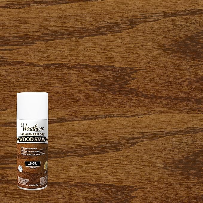Varathane Premium Fast Dry Wood Stain Spray | 1 Hour Dry Time | 1 Coat Color | Interior Wood Stain | Furniture, Cabinets, Doors, Trim | 10.25 oz | 6 Pack | Dark Walnut