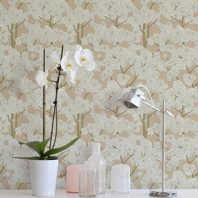 JiffDiff Tree Wallpaper Peel and Stick Jungle Wall Paper Forest Mural Stick on Wallpaper Modern Waterproof Self Adhesive Contact Paper (17.3" x 120" Brown)