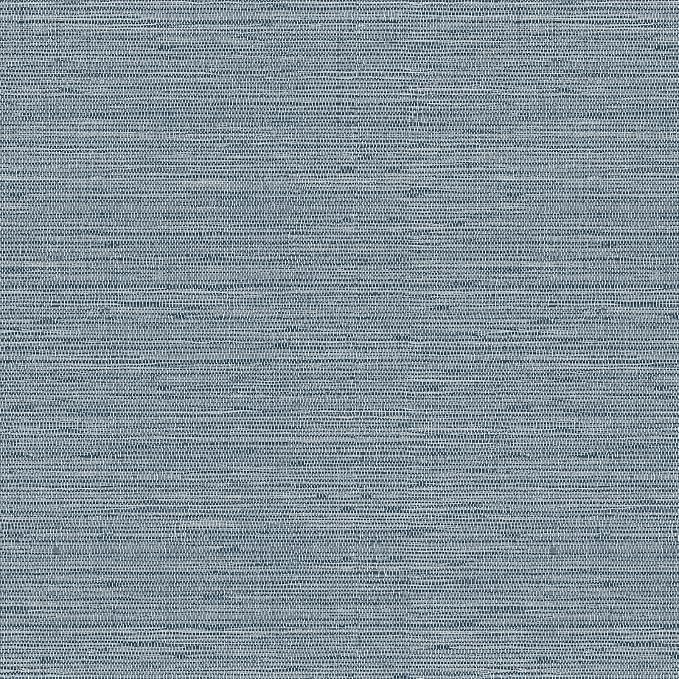 Simon&Siff Gray Blue Textured Grasscloth Peel and Stick Wallpaper 17.7"x1200" Neutral Faux Grassweave Waterproof Self Adhesive Removable Wallpaper Mural for Home Decor Bedroom Kitchen Cabinet