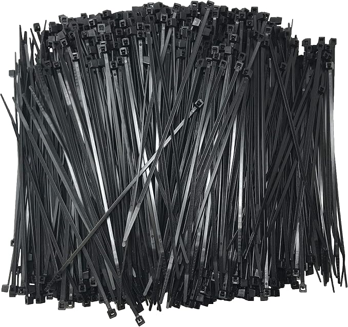 Standard Black 6" Inch Cable Zip Ties 18 Pounds Tensile Strength UV Resistant Wire Wrap - 100 Pack - Made in USA