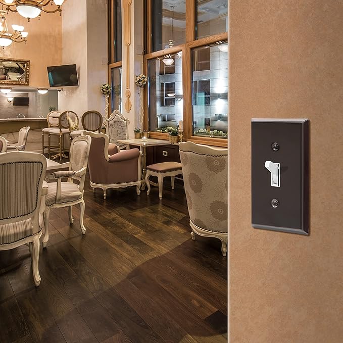 ENERLITES Toggle Light Switch Metal Wall Plate, Stainless Steel Switch Cover, Corrosion Resistant, Mid-Size 1-Gang 4.50" x 2.76", Stainless Steel 201, 7711-BBK, Brushed Black