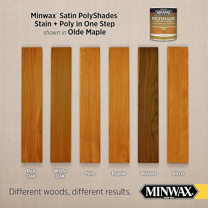 Minwax PolyShades Wood Stain + Polyurethane Finish – ½ Pint, Olde Maple, Satin