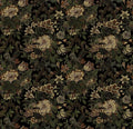 Dimoon 17.3"x236" Dark Wallpaper Peel and Stick Moody Vintage Victorian Floral Contact Paper Green Gothic Wallpaper for Bedroom Flower Leaf Yellow Renter Friendly Wall Paper Removable Vinyl Roll